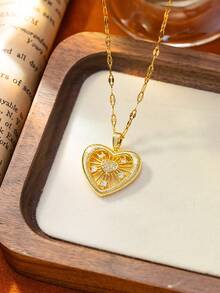 1 pieza Collar colgante de cereza de acero inoxidable dorado, estilo francés de hip-hop de moda, casual y minimalista, versátil, adecuado para uso diario, calle, San Valentín, fiesta, vacaciones