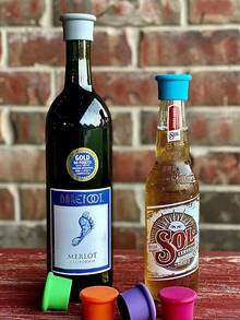 6/12 pièces Bouchon de vin en silicone aléatoire, bouchon de liège de rechange, bouteille de vin scellée, bouchon de bouteille de bière réutilisable, récipient de stockage de vin, cadeau de vin, facile à nettoyer, bouchon de bouteille étanche, support, bouchon de bouteille de boisson gazeuse scellée, accessoires de bar