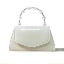 Pearl Glitter Evening Clutch Bag, Luxury Party Birthday Handbag, PU Leather Rhinestone Wedding Purse For Formal Dress, Cheongsam, Square Bag With Chain