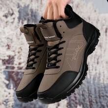 Winter Snow Boots For Men Water Resistant Warm Fur Lined Anti Slip Work Ankle Shoes Casual Lightweight Hiking Outdoor Trekking Boot