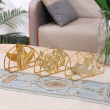 1pc Iron Art Paper Towel Holder, Vintage European Style Leaf Design, Suitable For Home, Hotel, Restaurant, Cafe Paper Towel & Napkin Storage Clip - Gold - View 2