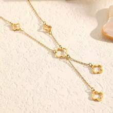 1 Stück elegante, zarte Kette mit Kleeblatt-Quaste in Gold, leichte, schwingende Choker-Kette, graziöser und charmanter Stil für verschiedene Outfits