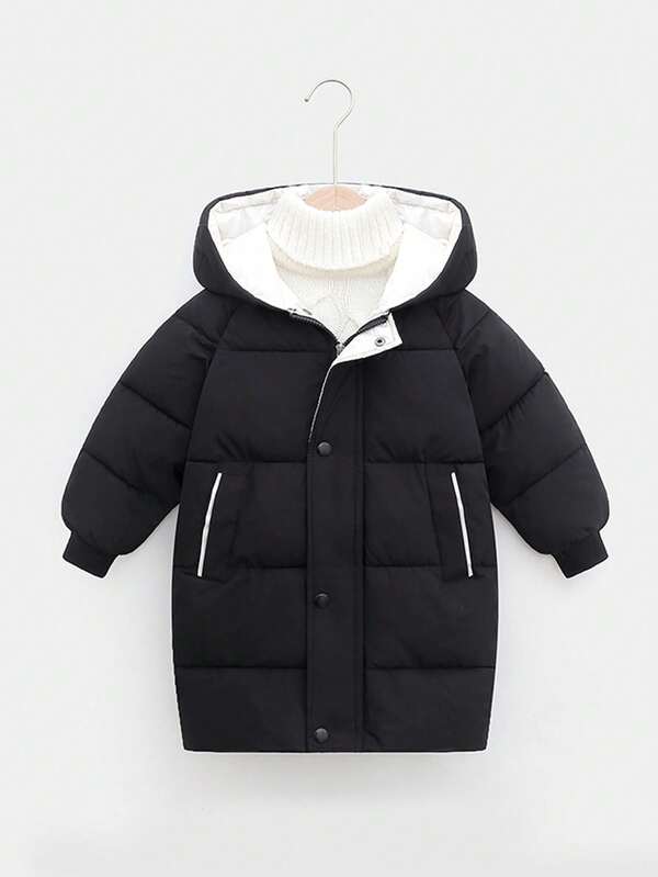 Children's And Children's Coats, Boys' And Girls' Mid-Length Hooded Winter-Proof Clothing Coats