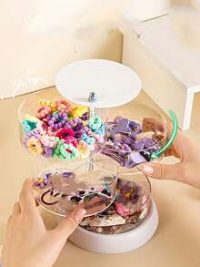 1pc Multi-Layer Storage Box For Hair Accessories, Rotating Hairpin For Headbands, Children's Hair Rope And Hair Band Transparent Storage Box - Multicolor - View 4