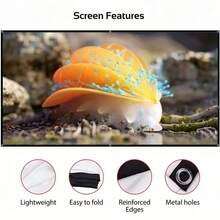 Ecran pliabil simplu, montat pe perete, pentru exterior, de uz casnic - potrivit pentru camping în aer liber, plaje, săli de clasă, săli de conferințe, 60 inci/72 inci/84 inci/100 inci/120 inci/150 inci, lavabil și reutilizabil. Design pliabil de înaltă definiție 16:9 - acceptă proiecție pe două fețe, instalare ușoară, nu este nevoie de găurire. - alb - Vizualizare 11