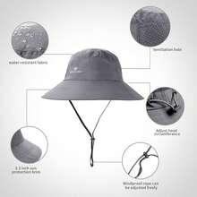 Sombrero de pesca para hombres, protección solar UV al aire última intervensión, sombrero de ala ancha con cubierta facial y solapa para el cuello, Gris-oscuro, Large-X-Large - 1 - Ver 4