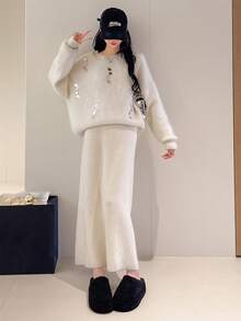 2025 女式新款厚底蓬松拖鞋，封闭式趾套穿凉鞋，增高防水台，适合春、秋、冬、室内/室外、办公室，尺码 35-40 - 黑色 - 查看 5