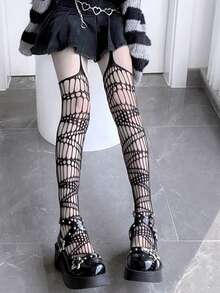 Sexy Lace Lingerie For Women; Fishnet Stockings With Cut-Outs - Multicolor - View 2