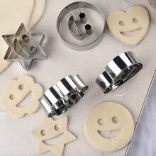 4/6/10件套不锈钢笑脸饼干模具，适用于蔬菜/水果成型、饼干和三明治切割，制作趣味甜点