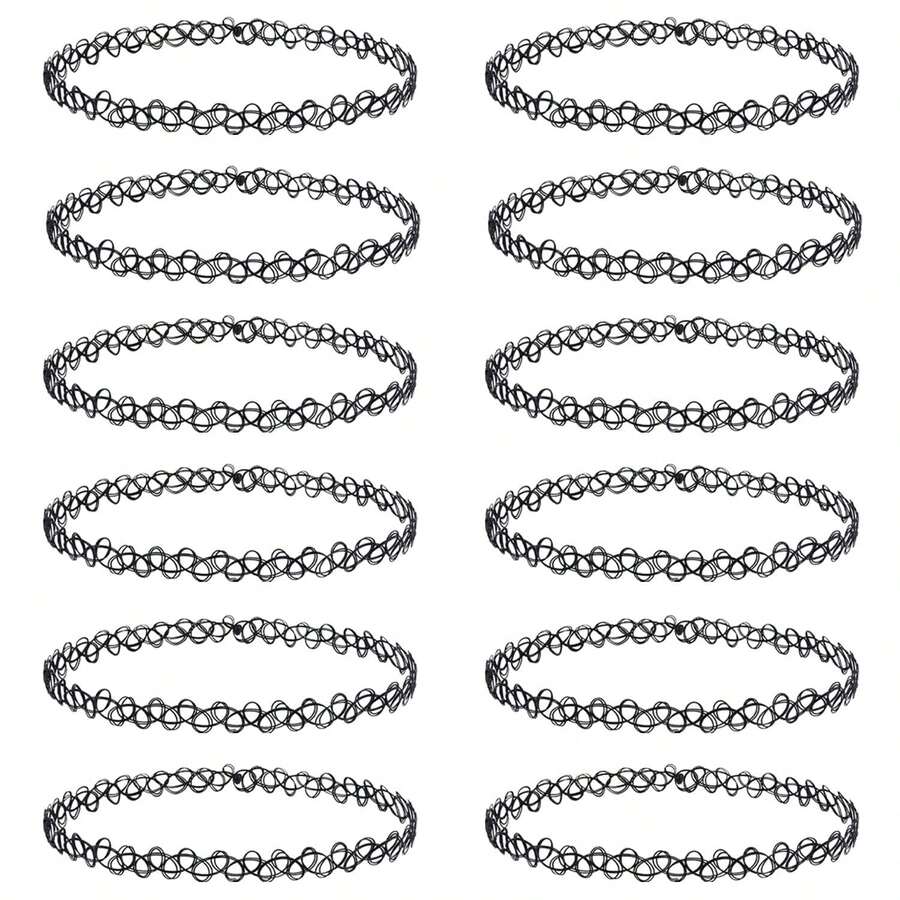 1-15 件哥特式镂空项链、鱼线项链、手链、戒指套装