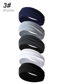 5 Stücke Unisex einfarbige & gestreifte vielseitige Sporthaarbänder, modische tägliche Radfahren Trainings Schweißbänder