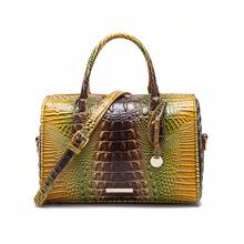 Women's Handbags, Colorful Crocodile Pattern Boston Bags,  Women's Handbags - Fashionable Contrast Color Crocodile Pattern Women's Bags, Exquisite - 金魚棕 - 查看 1