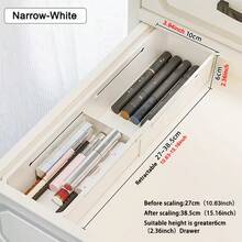 Expandable Plastic Makeup Organizer Set, Suitable For Vanity Countertop - Adjustable Length Multi-Purpose Storage Box For Cosmetics, Office Supplies And Bathroom Accessories - Drawer Organizer For Desk, Kitchen, Storage & Organization, Desktop Organizer And Display Box, Extendable Drawer Makeup Brush Holder Lipstick Compartment Organizer For Dorm