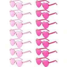 1/6/12/20 Pcs Heart-Shaped Glasses, Candy Color Frameless Funny Heart Glasses, Unisex, Party Favor, Back To School, Valentine's Day - 粉紅色+玫瑰紅 - 查看 13