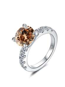 1pc S925 Sterling Silver Moissanite Engagement Ring, 3.5CT D Color VVS1 Clarity, Elegant & Fashionable Style Suitable For Engagement, Wedding, Anniversary, Daily Wear, And Gift Giving For Thanksgiving, Birthday, Holidays, Friends And Partners