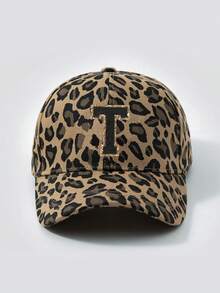 1pc Adjustable Black 26 Letter Leopard Print Baseball Cap, Outdoor Sun Protection Casual Hat Suitable For Travel, Beach, Unisex For Men And Women, Youth - Dark Leopard - View 22
