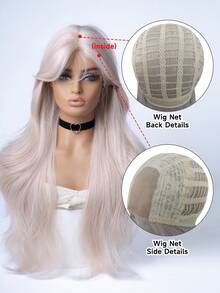 alicegarden Parrucca riccio con pizzo sulla fronte, parrucca riccio rosa chiaro lungo 20 piedi, naturale e realistica per uso quotidiano