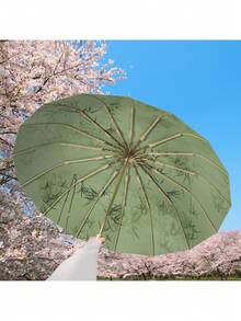 1pc Ink Painting Style Inner & Outer Printed High-End Sunshade Umbrella, UV Protection, Suitable For Outdoor Travel, Dual Use For Sunny And Rainy Days