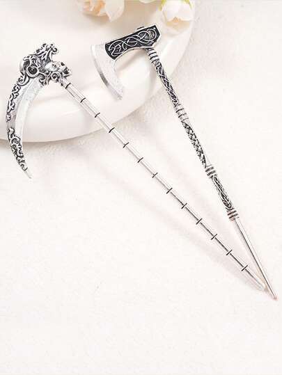 1 pieza Nuevo pasador de pelo con forma de dragón estilo chino para mujeres, estilo chino minimalista, pasador de pelo con forma de sartén retro, pasador de pelo único, pasador de pelo con forma de dragón volador al estilo europeo y americano, pasador de pelo con forma de hoz y hacha de batalla retro, pasador de pelo con forma de espada serpentina, pasador de pelo de diseño único, accesorio de pasador de pelo con placa inferior, accesorio de pelo para mujeres, extensión de moño