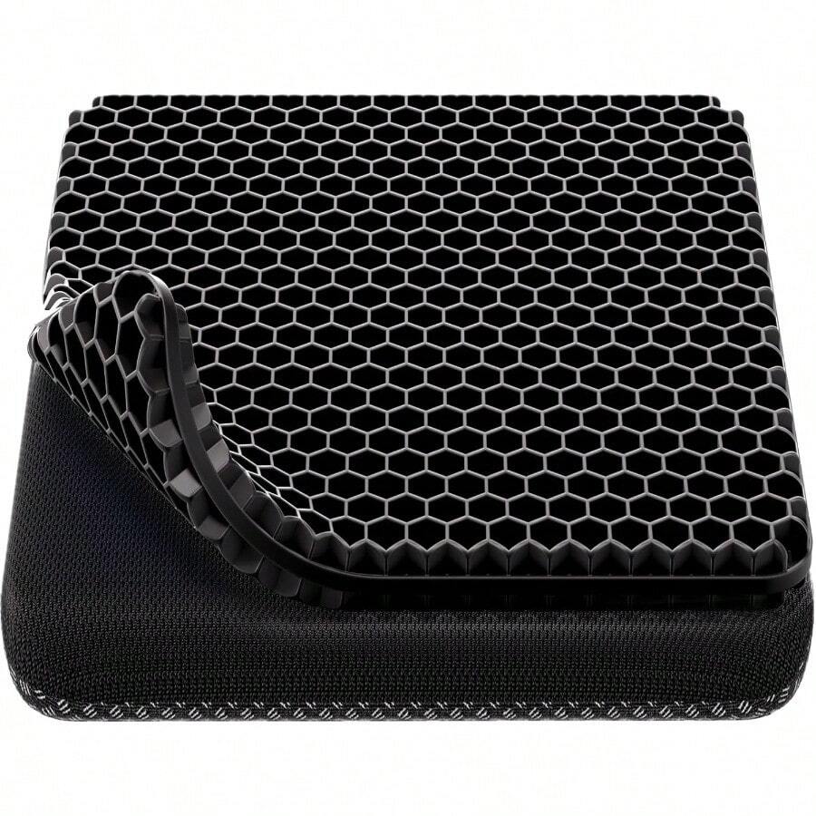 Gel Seat Cushion Cooling Seat Cushion Super Large And Thick Breathable Honeycomb Design Absorbs Pressure Points Seat Cushion Gel Cushion For Office Chair Home Car Seat Cushion For Wheelchair - 黑色 - 查看 1
