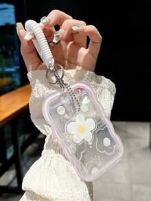 1 buc Suport pentru carduri de identitate Husă de protecție pentru carduri de lucru, fabricată din material TPU - Curea drăguță cu pandantiv pentru primăvară - Cadou drăguț de sărbători