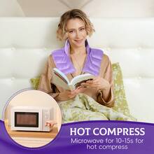 1 pieza Almohadilla térmica para cuello y hombros/espalda, calentable en microondas - Almohadilla suave con calor y enfriamiento, calentador de cuello con calor húmedo, (mezcla de hierbas naturales al 100%), regalo para mujeres en Navidad y festivales (Morado) Sin necesidad de batería