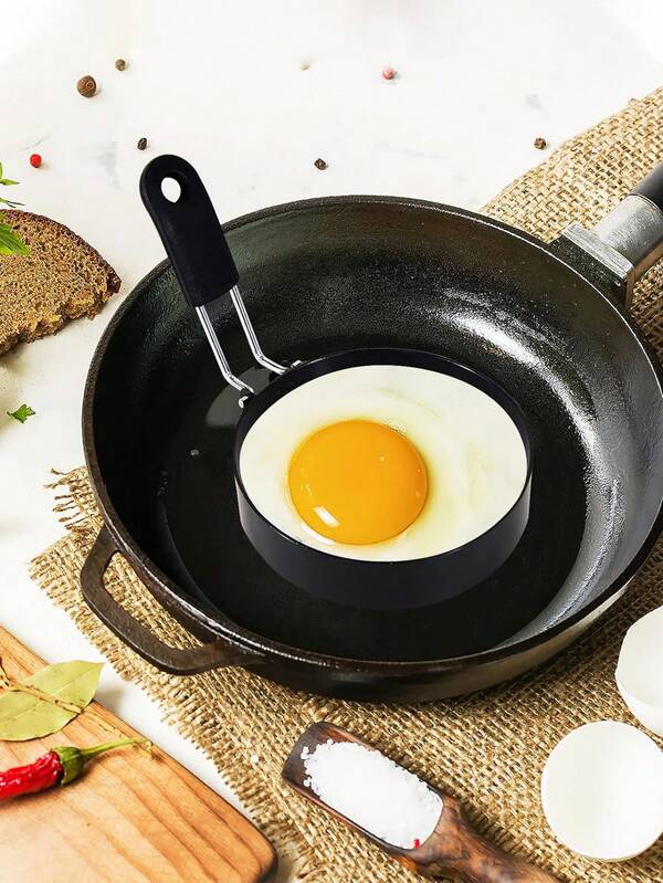 1pc/2pcs Round Egg Frying Mold,Non-Stick Pancake Mold,Egg Ring Pancake Ring,Omelette Mould Made Of Stainless Steel,Multi-Purpose Egg Cooker,Heatproof Egg Ring,Kitchen Egg Cooking Tool,Egg Ring With Handle,Different Shapes,Protein Separator,Fried Egg Mold,Pancake Molds,Love-Shaped Omelette Mold