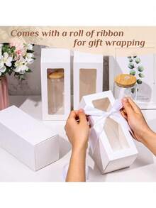 2 cái/10 hộp quà tặng có ruy băng để triển lãm hộp thủy tinh thăng hoa hộp quà trong suốt cho ly uống nước 12oz 16oz 20oz lọ thủy tinh thăng hoa hộp quà cốc bao bì quà tặng phù dâu đám cưới, bao bì quà tặng mùa tốt nghiệp, bao bì quà tặng ngày lễ tình nhân ngày của mẹ (trắng đen) - Nhiều màu - Xem 8