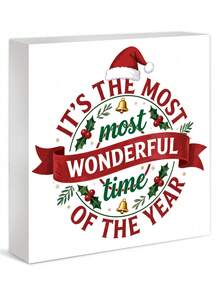 1 buc/4 buc Elemente de Crăciun și Design de Binecuvântare cu Text - Ornament de Decor Pătrat din PVC pentru Desktop, Cadouri de Crăciun, Cadouri Excelente pentru Femei, Decorare, Potrivit pentru Acasă, Raft de Cărți, Desktop, Decorare de Birou