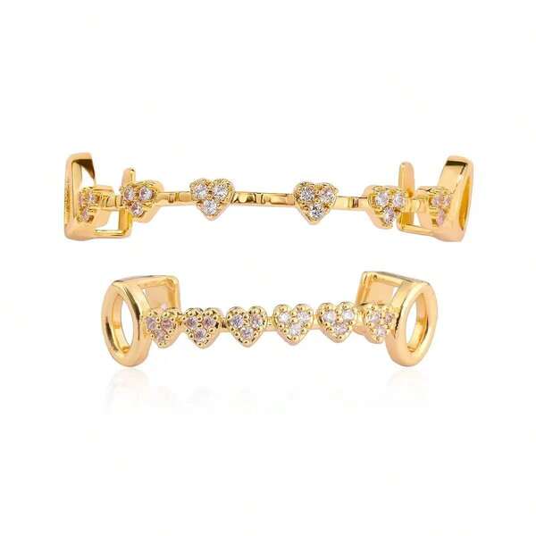 Hip-Hop Micro-Eingelegt Herz Komplett Vereist Zahn Grillz, modisches personalisiertes Rap Accessoire für den täglichen Gebrauch