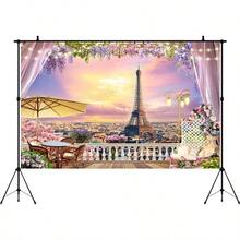 DHANYING 7x5ft Eiffel Tower Backdrop French Paris City Landscape Photo Background Wedding Girls Paris Themed Birthday Party Decorations Photo Lover Wedding Studio Props Background Banner HY016YL10 - đầy màu sắc - Xem 3