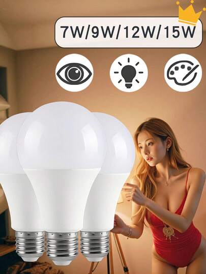 2/4/6/8pcs 7W/9W/12W/15W E27 LED Light Bulbs, Equivalent To 100W, 6500K Color Temperature, Warm White/Cool White, 220° Beam Angle, 1100 Lumens, Non-Dimmable, E26 Base, UL Certified