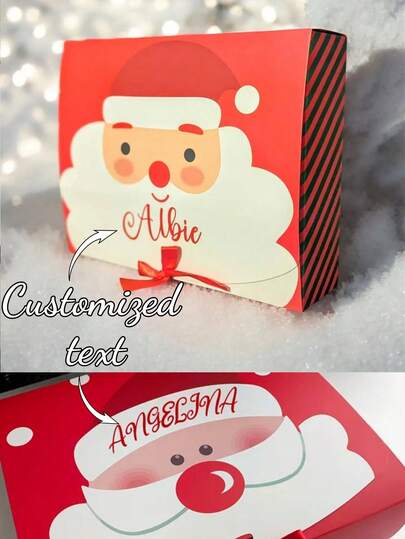 1pc Customized Santa Claus Gift Box, Christmas Eve Gift Box With Personalized Name, Unique Christmas Gift Box, Christmas Night Santa Claus Gift Box, Customized Gift Box