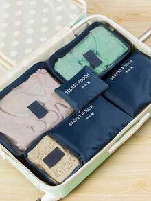 6pcs/Set - 1pc Travel Luggage Organizer Set/1pc Packing Cube, Multi-Functional Luggage Organizer Bag, Travel Organizer Set Includes: Multi-Function Packing Cube, Waterproof Toiletry Bag, Compression Packing Cube, Summer Vacation Organizer Bag, Cosmetic Bag, Shoe Bag, Laundry Bag - Navy Blue - View 2