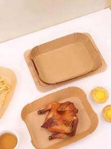 氣炸鍋一次性紙襯墊，吸油食品紙，烘焙烤箱紙盤，正方形長方形圓形紙盤，通用氣炸鍋烤箱紙襯墊，耐熱不漏，適用於廚房、烘焙、烤箱、氣炸鍋、派對聚會、戶外露營 - 彩色 - 查看 3
