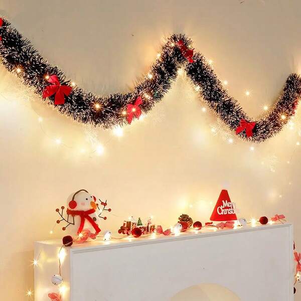 Christmas Tinsel Garlands Twist Garland Christmas Ceiling Hanging Decorations For Xmas Party Tree Fireplace Door Wall Ornaments