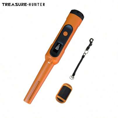 TREASURE HUNTER Treasure Hunter GT130 Orange Professional LED Display 9 Different Modes Outdoor Adventure Handheld Metal Detector Pinpointer IP68 Waterproof 360° Side Scan Detector Rod Battery-Powered (Batteries Not Included)