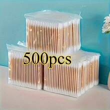 100 piezas/500 piezas Bastoncillos de limpieza premium de doble punta - Suaves, sin pelusa, higiénicos, aptos para la limpieza de oídos, aplicación y eliminación de maquillaje y limpieza precisa - Sin alcohol, reutilizables, baja alergenicidad Almohadillas de limpieza de oídos y maquillaje, bastoncillos de limpieza desechables multiusos para el cuidado personal - Blanco - Ver 6