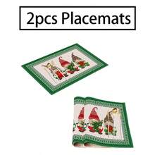 2/4/6pcs Christmas Happy Placemats, Gray Gnome Fantasy Snow Tree Branch Design Rectangular Placemats, 12x18 Inch, Suitable For Kitchen, Dining Room, Coffee, Party/Wedding Decor, Seasonal Winter Christmas Table Mats, Home Dining Table Decor, Party Decor, Christmas Decor, Holiday, Dining, Home Decor