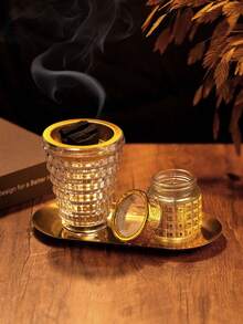 1 Peça/1 Conjunto de Queimador de Aromaterapia de Vidro Transparente Leve e Luxuoso, Queimador de Incenso de Estilo Árabe do Oriente Médio, Pode Ser Usado Como Difusor ou Queimador de Aromaterapia, Para Decoração Doméstica, Quarto, Sala de Estar (Como Peça Central), Escritório, Espaço de Yoga e Festas, Criando uma Atmosfera Elegante