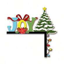 1 bucată de decor de colț pentru ușă din lemn de Crăciun, pandantiv vesel de Crăciun și brad de Crăciun, potrivit pentru decorarea colțului ușii din față a casei de Crăciun, pandantiv de decorare pentru petrecere de festival