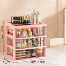 1pc Luxury Drawer Style Desktop Storage Cabinet, Multi-Layer Transparent Makeup Organizer Box, Vanity Table Storage Box - White - View 5
