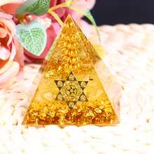 1入組orgone金字塔天然水晶能量發生器,改變你的家-帶來正能量,緩解壓力,治療,冥想,吸引財富,裝飾品,收藏品 - 金黃色 - View 10