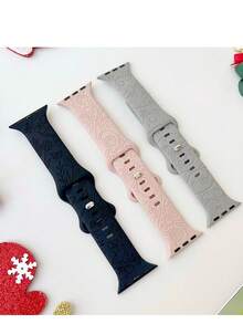 3件組花卉雕刻相容錶帶，適用於40mm、41mm、38mm、42mm、44mm、45mm、49mm (S10 42mm) (S10 46mm)，矽膠材質，可愛野花圖案，運動錶帶，相容於S10、S9、Ultra、SE、8、6、5、4、3、2、1 - 套裝4 - 查看 2