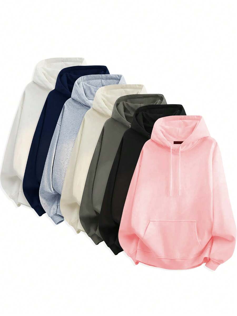 Blueplus Men's Basic Loose Fit Hoodie With Drawstring And Pocket, Skin-Friendly Fabric, Casual Relaxed Pullover For Fall Daily Commuting, Streetwear, Outdoor Sports, Or Leisure Wear - 粉色 - 查看 1