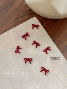 12 Grids Christmas Bow Nail Art Decorations, Red Bow 3D Nail Rhinestone Design, Cute Nail Art Supplies, Nail Jewelry Decor, Women Nail Art DIY Accessories - Multicolor - View 2