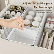 Expandable Plastic Makeup Organizer Set, Suitable For Vanity Countertop - Adjustable Length Multi-Purpose Storage Box For Cosmetics, Office Supplies And Bathroom Accessories - Drawer Organizer For Desk, Kitchen, Storage & Organization, Desktop Organizer And Display Box, Extendable Drawer Makeup Brush Holder Lipstick Compartment Organizer For Dorm