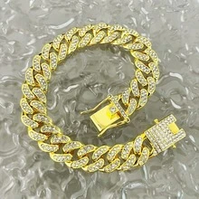 Luxury Bling Bling Pet Dog Collar Necklace, Cuban Link Chain, Gold Color
