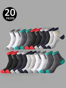 2020 May 10th Men's Dual-Color Letter Print Sports Crew Socks - Moisture-Wicking, Lightweight, Soft And Comfortable, Casual Style For All Seasons, Suitable For Daily Wear, Autumn - Multicolor - View 10