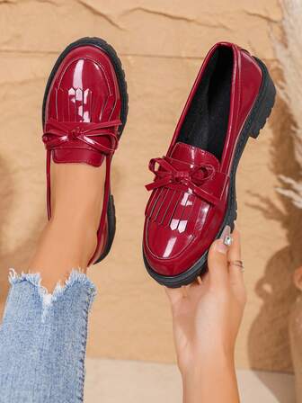 女士黑色厚底乐福鞋链条一脚蹬鞋，黑色皮鞋，复古厚底乐福鞋，适合所有季节